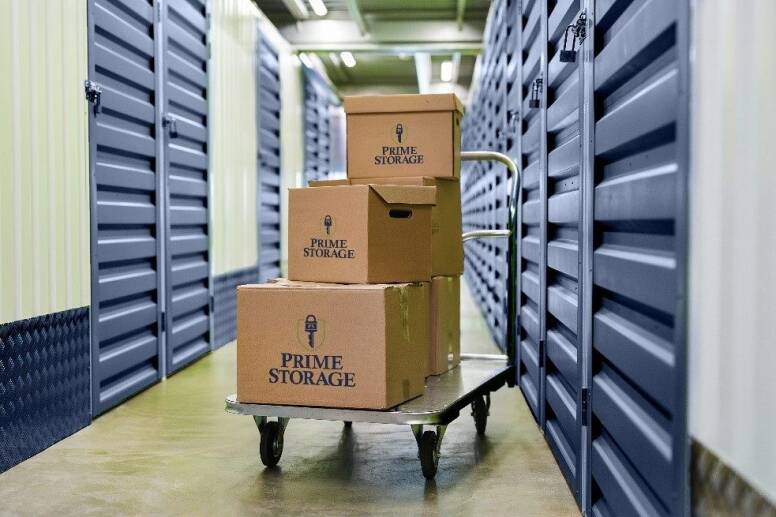 Stack of prime storage moving boxes